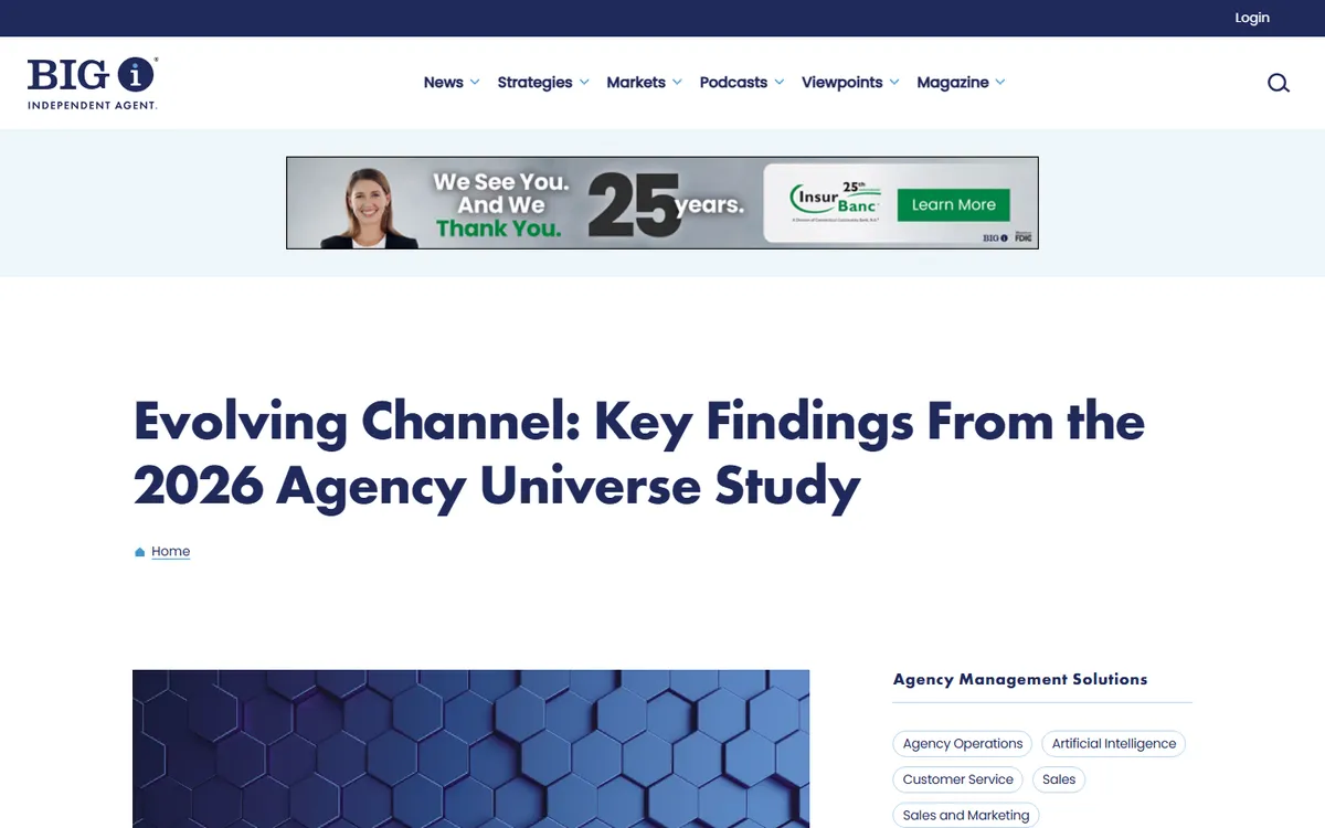 Screenshot: IA Magazine article on key findings from the 2026 Agency Universe Study